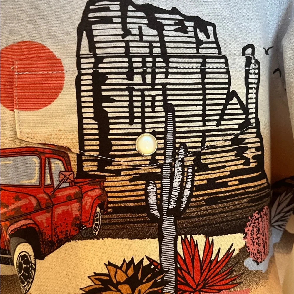 Panhandle Truck Border Western Snap Button Shirt - Picture 4 of 12